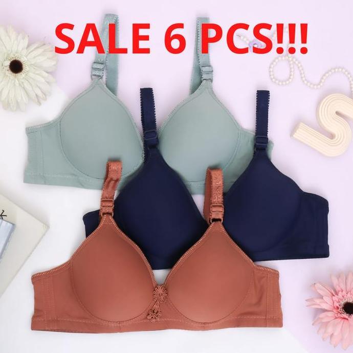 AI59 }} Bra ( 6/3 PCS ) YASIMEY/LAPARIS/TOYAZI Motif Polos Random Bra Cup B (SEDANG) JESSLYNS 719