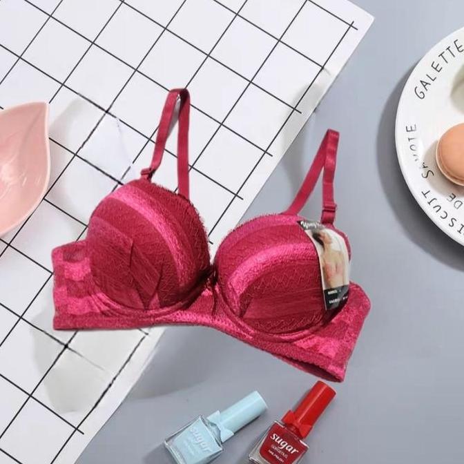 Bra Fashion Wanita Motif Canti Push Up Kawat Busa Sedang -+2-3Cm Cup A Size 34-40 Kait 3 Bh 110 Warn