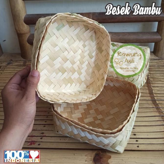 Besek Bambu Pipiti Kotak Anyam 18x18 Sepasang