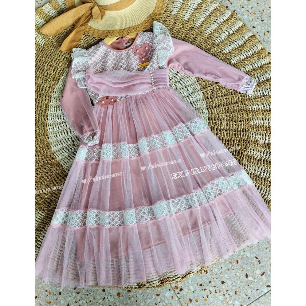TIARA DRESS  KIDS umur 3 tahun - 15 Tahun gamis burkat mewah anak perempuan gamis pesta anak cantik 