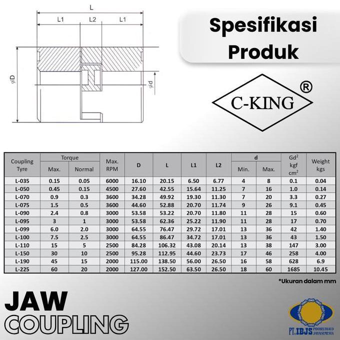 Trnasx- Cking Coupling L 100 - Jaw Coupling L 100