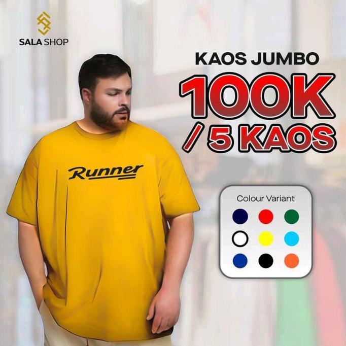 Xxxy- Promo 5Pcs Kaos Motif Jumbo Lengan Pendek Pria Wanita Size Jumbo Baju Santai Polycotton 30S Di