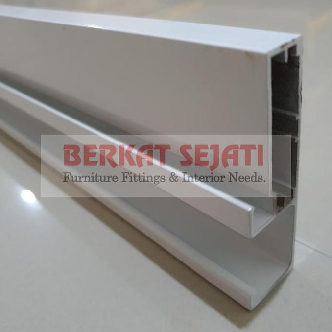 TERLARIS - Profil Handle Frame Kaca Lemari Kitchen Set Aluminium FHD 130 PUTIH 3M