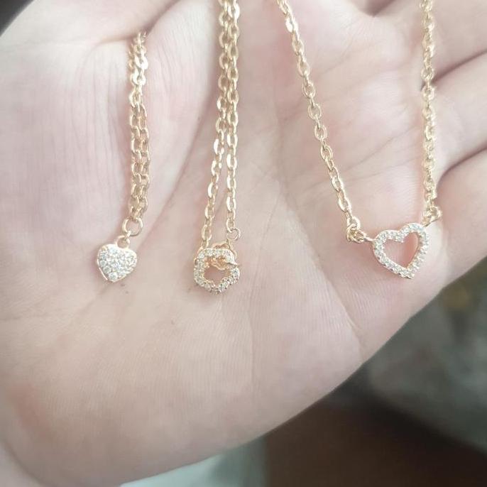 Kalung balita anak love hati emas asli 700 70% mas tua 35 cm hwt 16k