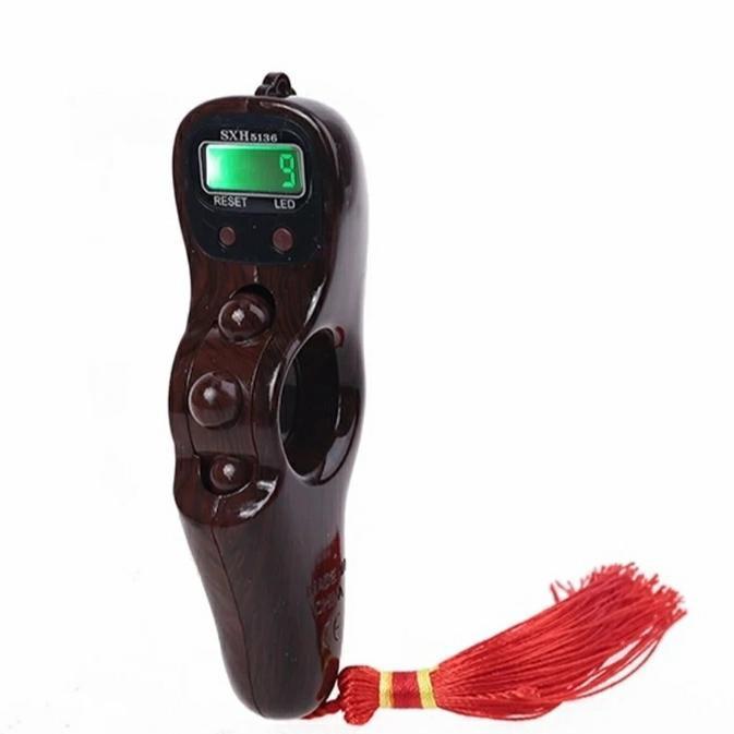 (Best Saller) Tasbih Digital Ibadah Doa Zikir Muslim Lampu Led Premium - Cokelat Tua Kayu Dark Brown