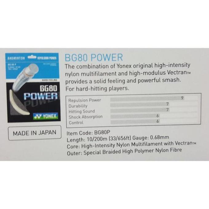 Loop- Yonex Bg80 Bg 80 Power Sp Senar Badminton Original