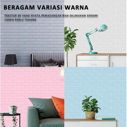 Sandalan - kseller ADG - PAKET 1 LEMBAR Wallpaper Dinding 3D Foam Bata Wallsticker Bata Warna 7x77cm