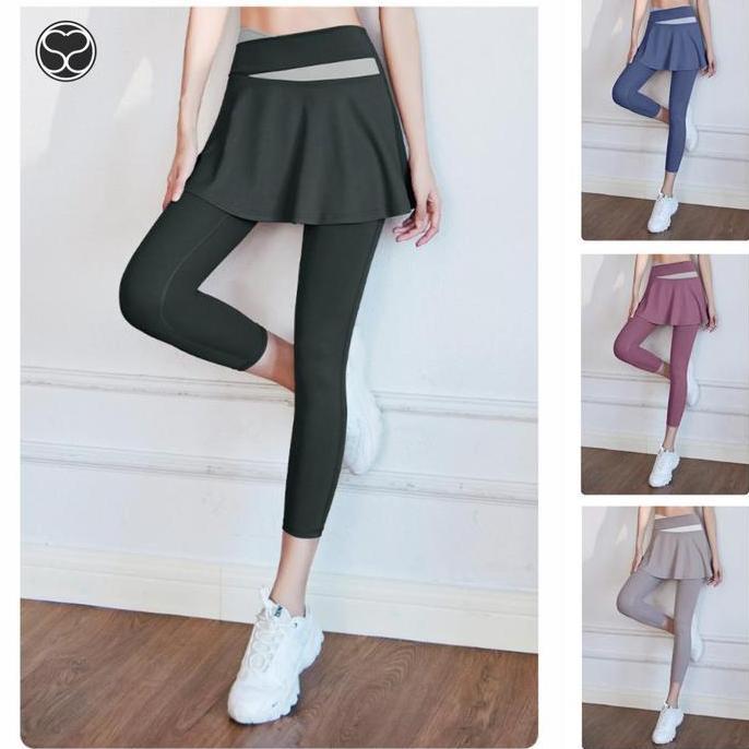 BEBAS ONGKIR - SecondShape - ROK Legging Olahraga Wanita Sport Yoga Padel Tennis Pants