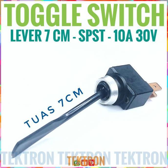 Baru (1) TOGGLE SWITCH 2pin SPST 10A 30V Lever Plastik 7cm SW 70mm 2p 2 pin tek70n dijamin