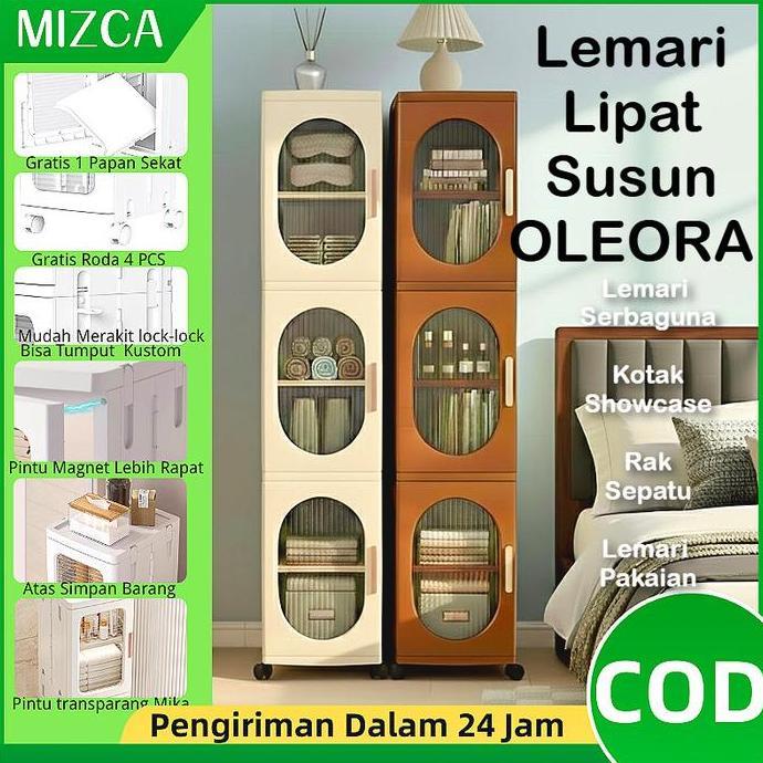 PROMO - MIZCA Lemari Lipat Susun Plastik OLEORA Lemari Pakaian Plastik LEORA Lemari Portable Rak Sep