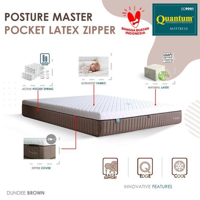 Quantum Kasur Orthopedic Posture Master Pocket Latex Zipper Brown (TERBAIK) (TERBARU) (TERMURAH)