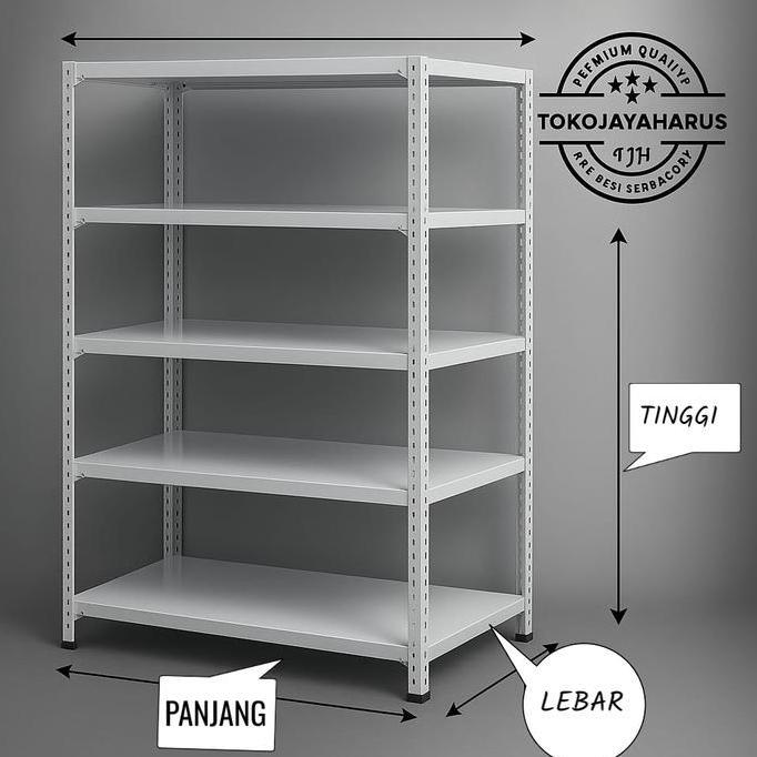 TERLARIS - rak besi siku 2 susun 100x30x100 cm / Meja rak besi lubang 2 ambalan