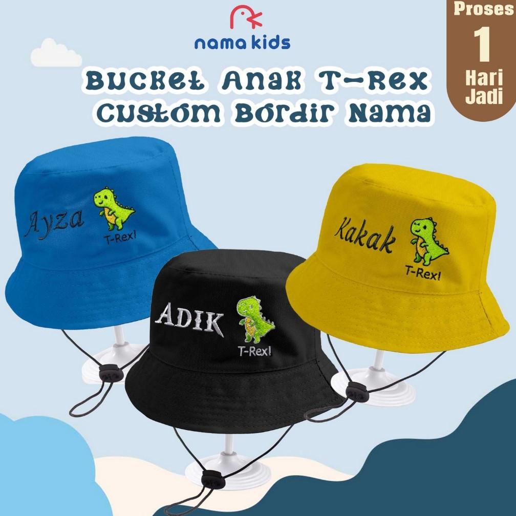 Terbaru Topi Bucket Anak Bayi Bordir Tirex Dan Custome Bordir Nama Anak Bucket Lucu Murah Merih Toi 