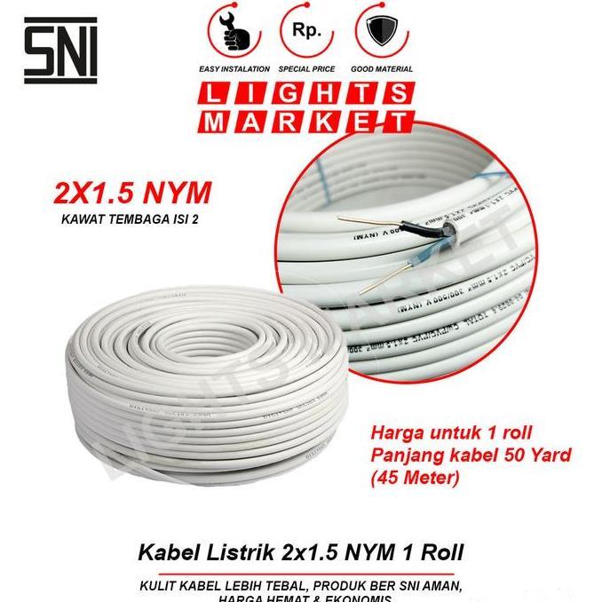 Kabel Listrik 2x1.5 NYM 1 Roll SNI