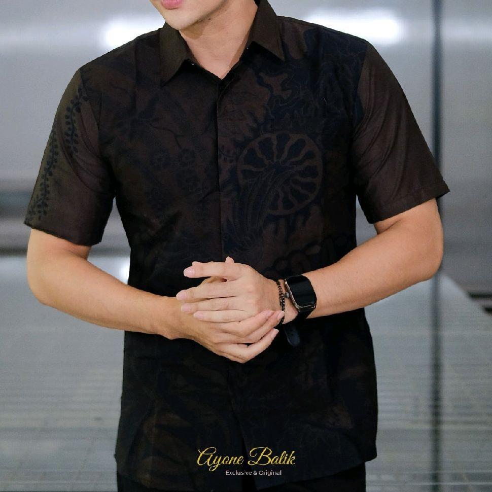 BEST DEALS Ayone Batik Kemeja Batik Pria Lengan Pendek Terbaru Bahan Katun Halus Sudah Lapis Furing 