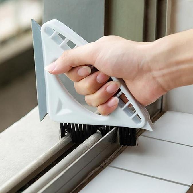 KEZHINES 3in1 Sikat Wiper Segitiga Sudut Celah Pembersih Celah Air Alur Jendela Debu Kotoran Window 