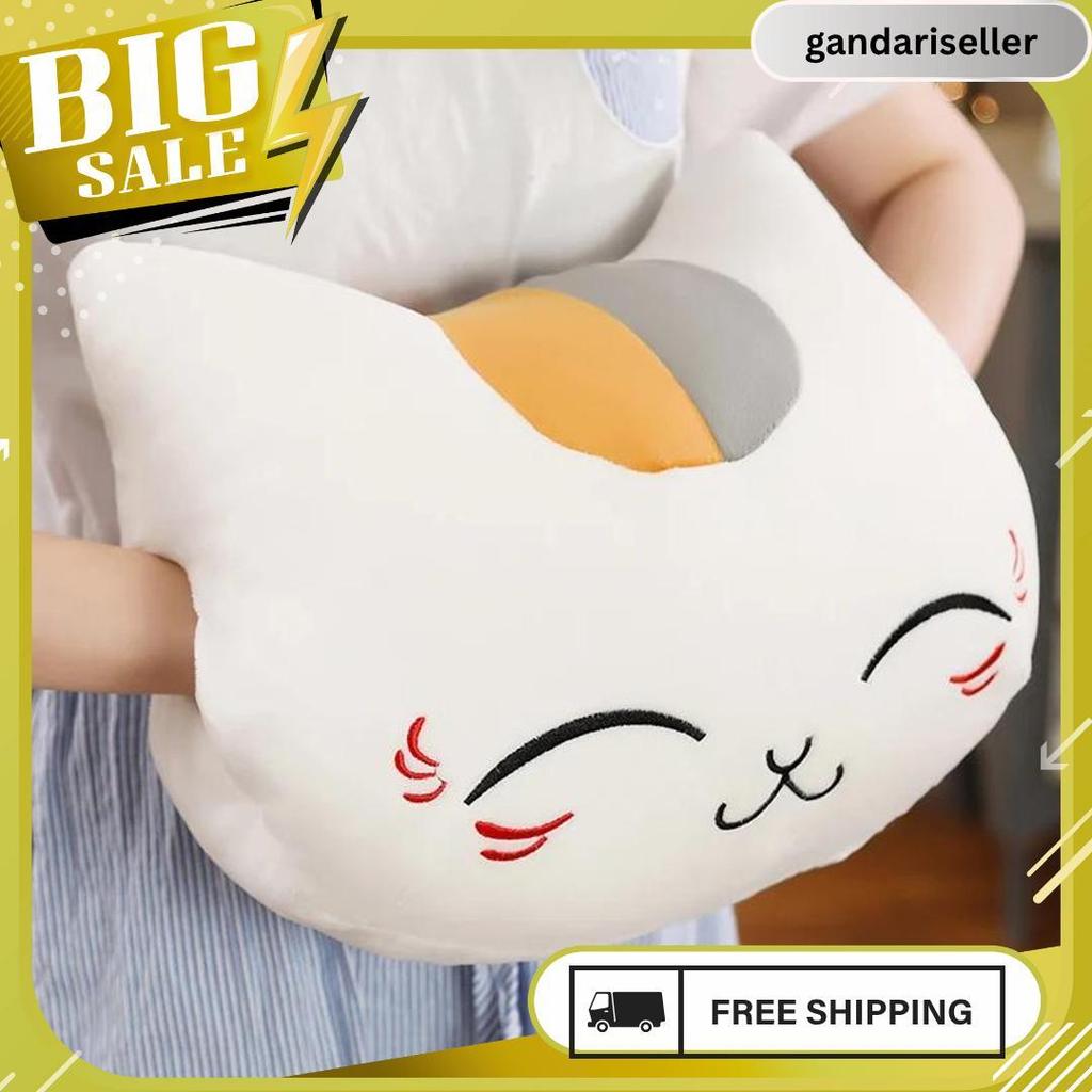 Bantal Boneka Mewah Nyanko Sensei Penghangat Tangan Buku Teman Natsume Boneka Berbulu Kucing Kawaii 