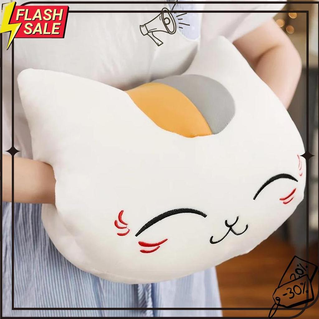 Bantal Boneka Mewah Nyanko Sensei Penghangat Tangan Buku Teman Natsume Boneka Berbulu Kucing Kawaii 