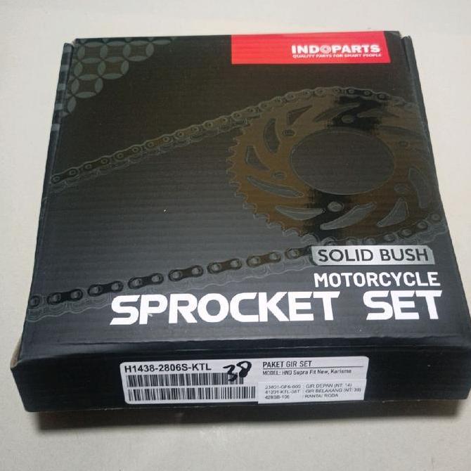 Indopart Gear Gir Set Plus Rantai Honda Supra Fit New Supra X 125 Motor Motorcycle 36T/38T/40T High 