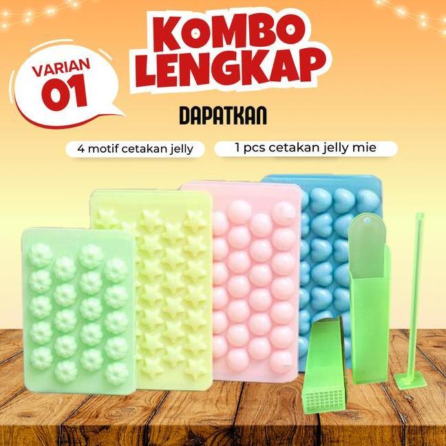 Kombo Lengkap 4 Cetakan Es Batu Jelly Bunga Star Ball Love Cetakan Jelly Kombinasi Cetakan Jelly Don