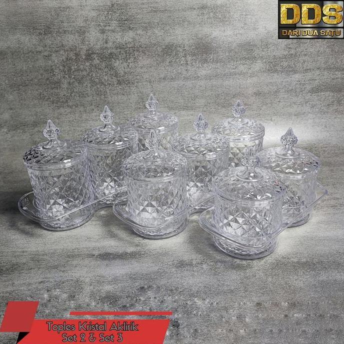 Promo- Toples Kristal Set Akrilik Kue Kering Kacang Permen 2 Susun / 3 Susun