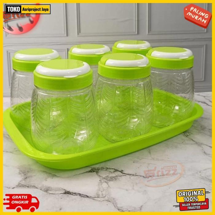 New 1Set Nampan + 5 Toples / Toples Nampan Dauna Takuma/ Toples Lebaran