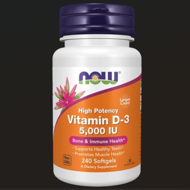 NOW Vitamin D3 5000 IU 5000IU 240 softgels
