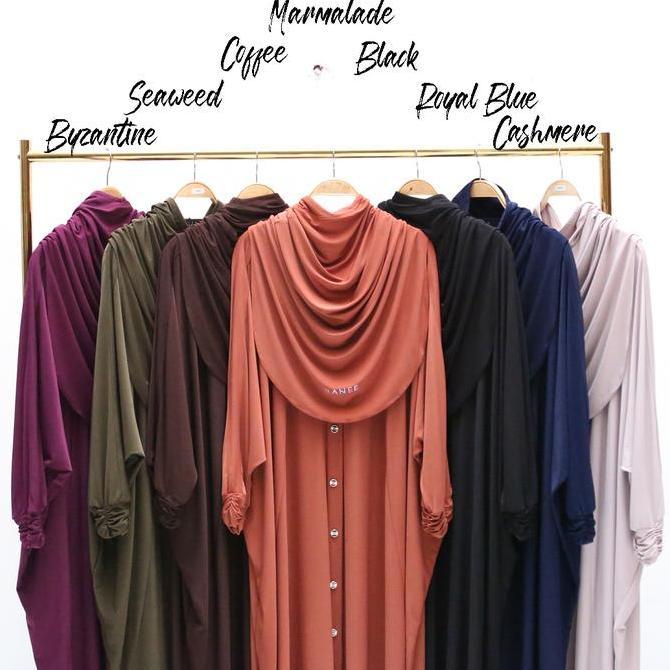 RANEE BRUGGMAN STORE  Taslima Kaftan plus Bergo Instan Set Jersey Korea