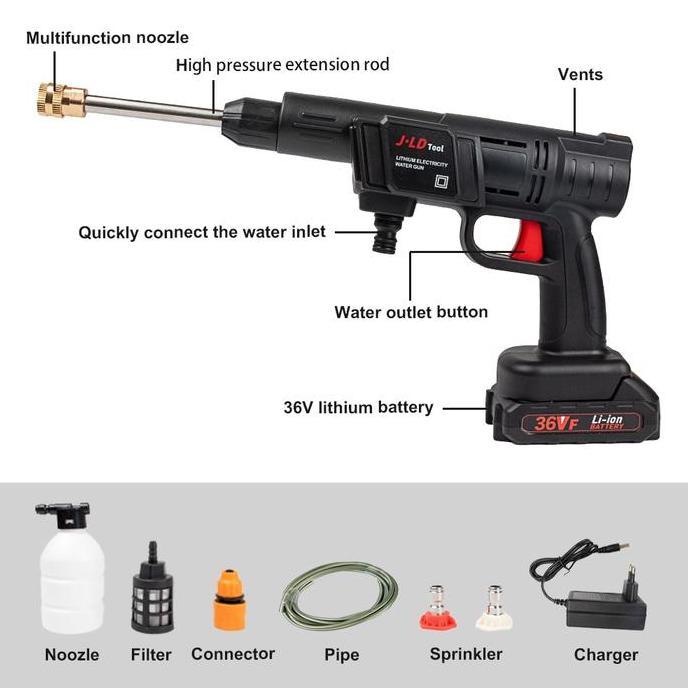 Jld Jet Cleaner Cuci Motor J2021 Steam Cordless Jld 36V Jet Cleaner Tekanan Tinggi 2 Baterai Pressur