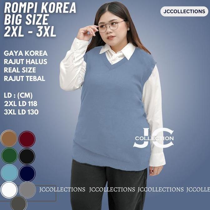 Momi- Rompi Rajut Wanita Big Size 3Xl Outer Vest Rajut Premium / Vest Knit Jumbo Xxxl Korea Style