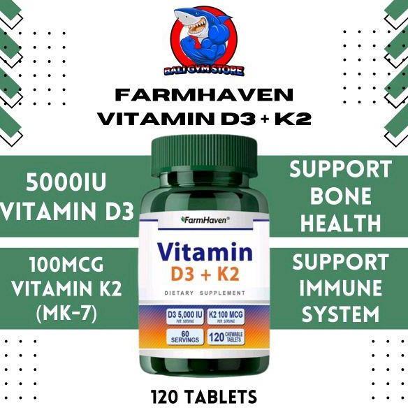 Farmhaven USA Vitamin D3 5000 IU + K2 100mcg 120 s D3K2 5000IU