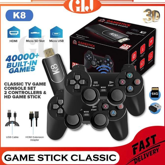 Game Stick K8 Game Stick 4K Game Console Wireless Gamepad HDMI TV Retro Video Games 40000+ HAP