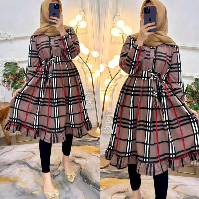 TUNIK KOREAN STYLE FREE BLET /TUNIK KOTAK TUNI FRE IKAT PINGGANG /TUNIK GRATIS TALI PINGANG Muslim W