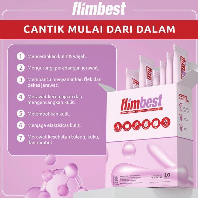 Absolute- Promo Flimbest Collagen 1 Box (10 Sachet) Minuman Collagen Glutathione White Tomato Saffro
