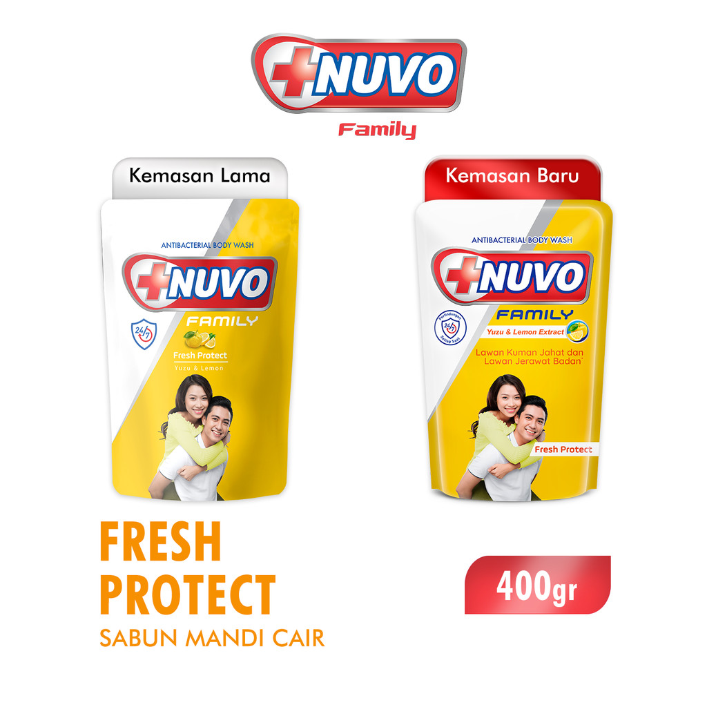 Nuvo Family Sabun Mandi Cair Kuning Fresh Protect Pouch 400 gr x2 - Gambar 3