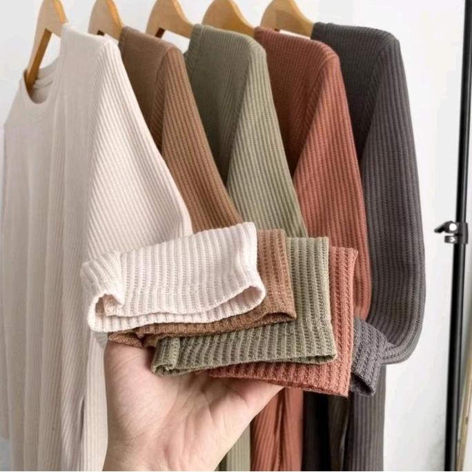 Tunik Knit Waffle Oval Terbaru / Long Tunik Rajut