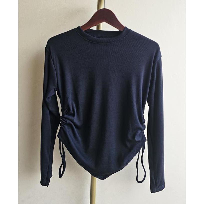 Momi- Hs Blouse Serut Rib Wanita Rib Vest Knit Wanita