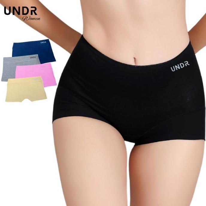 Wokpu- Undr Boxer Wanita Celana Dalam Dalaman Perempuan Boy Short Katun Pure Cotton Cd Kolor Kotak B