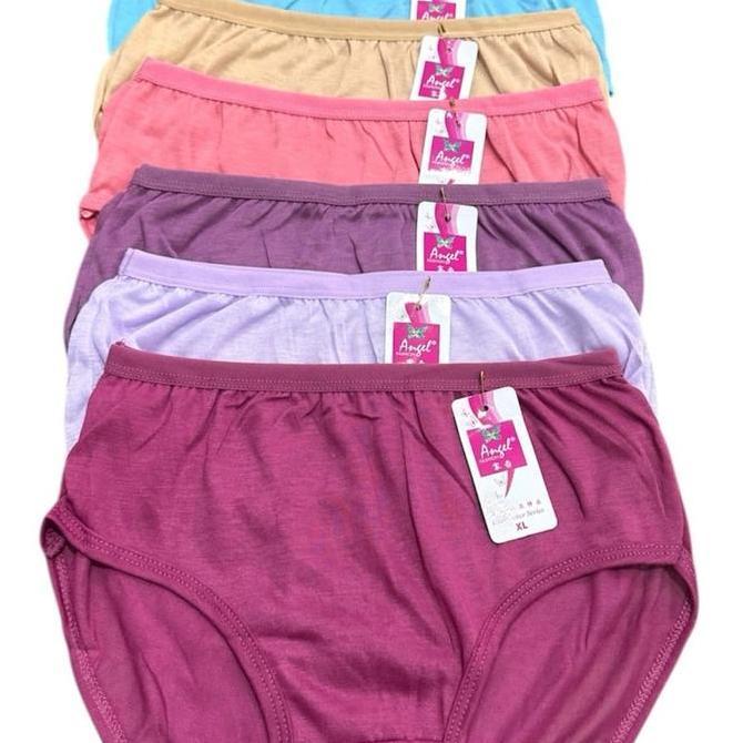 Wokpu- 3324 Kareshi Star 6 Pcs Cd Celana Dalam Wanita Cotton Dasar Panties Angel Polos Poliester Kat