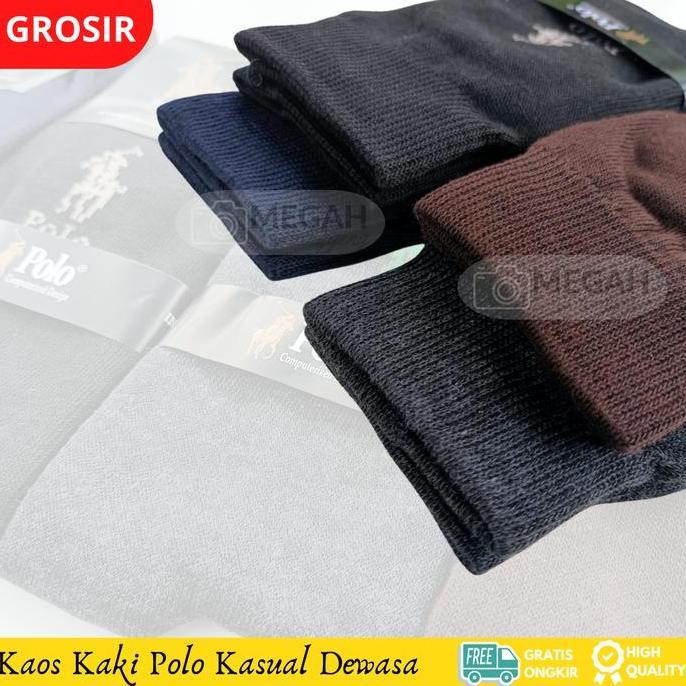 Boyboy- Grosir 6 Pasang Kaos Kaki Motif Pria Dewasa, Panjang Sebetis, Warna Hitam, Coklat Dan Navy -