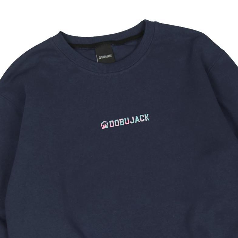 NEW Dobujack Sweater Little Logo Abstract Navy Crewneck