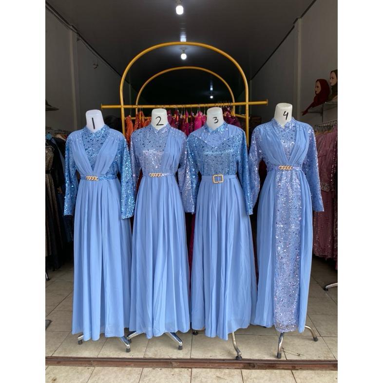 FREE ONGKIR GAMIS TILE BRUKAT KHUSUS WARNA BIRU LANGIT ATAU FROZEN PART 2