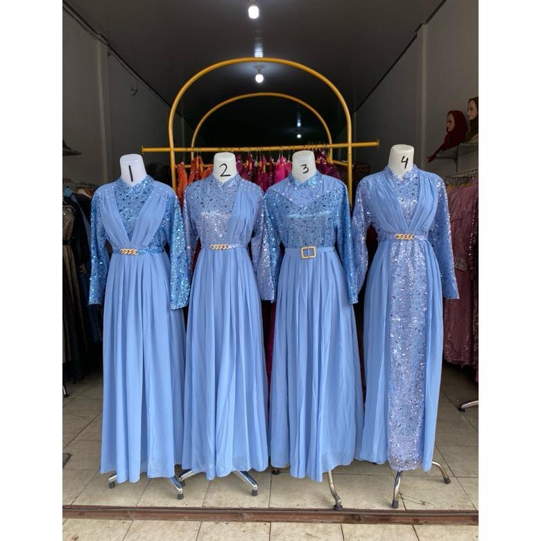 FREE ONGKIR GAMIS TILE BRUKAT KHUSUS WARNA BIRU LANGIT ATAU FROZEN PART 2