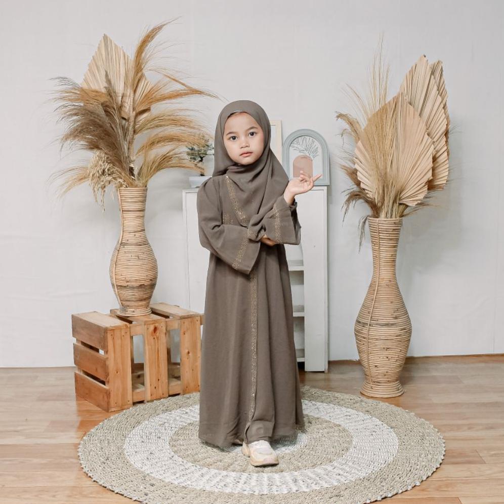 BEST SELLER LITTLEMALIKA X MAJIDAH ABAYA DUBAI ANAK FULL SIZE BAHAN CERUTY SET HIJAB DAN CADAR GAMIS