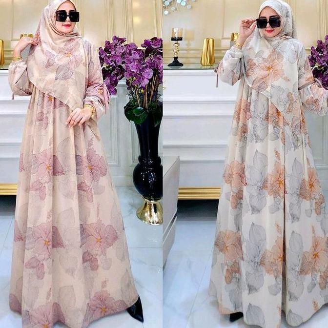 Aydeen Set Segi Empat Jumbo Hijab Motif Phasmina Gamis Motif Bunga Set Babydoll Ceruti Motif Set Sca