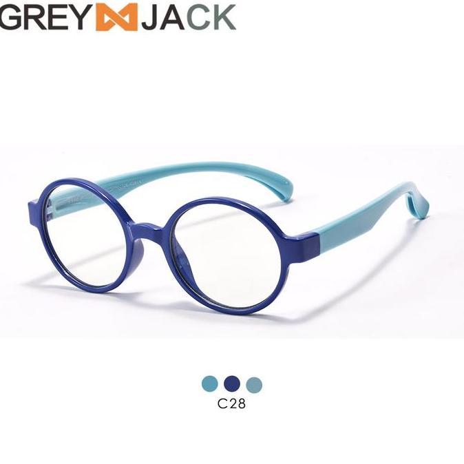 GREY JACK Kacamata ANAK Antiradiasi Blueray Komputer HP TV Bahan TR90 Model Bulat Ringan Lentur Nyam