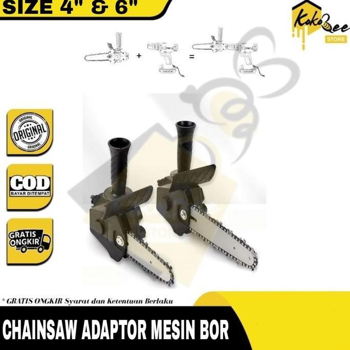 CYKAT Chainsaw Adaptor Mesin Bor 4" 6" - Adapter Konverter Mesin Bor Menjadi Mesin Chain Saw 4 Inch 