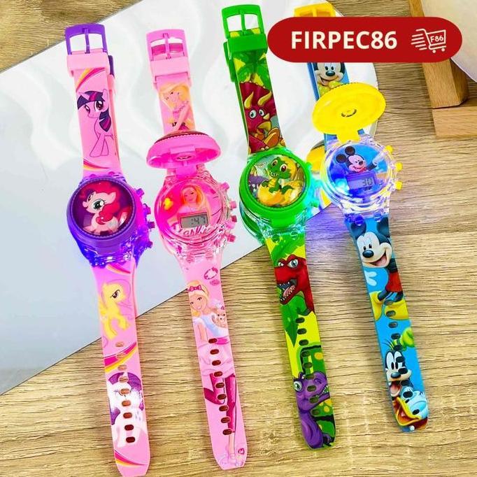Free Box-Jam Tangan Anak Digital Spinner Lampu Musik Bisa Glow in the Dark - Karakter Favorit Lucu -