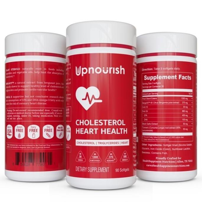 Upnourish Cholesterol  with Omega 3 CoQ10 Turmeric Garlic