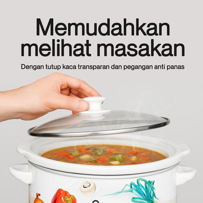 Oxone OX821OV Slow Cooker Panci Kukus Keramik Oval 5L Jumbo White LFA